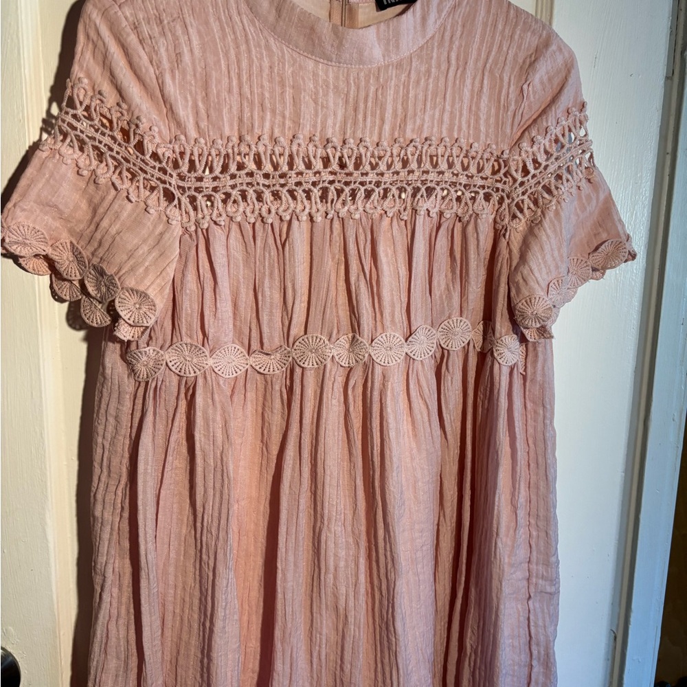 Ina Blush Pink Crochet Kids Dress